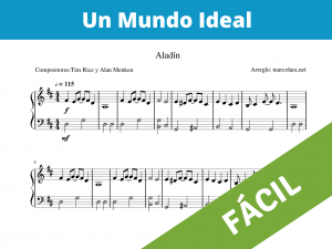Partitura para piano Un Mundo ideal - Aladin