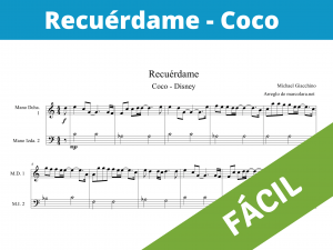 Partitura para piano de Recuerdame, Coco - Disney