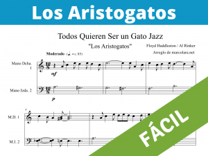 Partitura para piano de Todos quieren ser un gato jazz - Los aristogatos