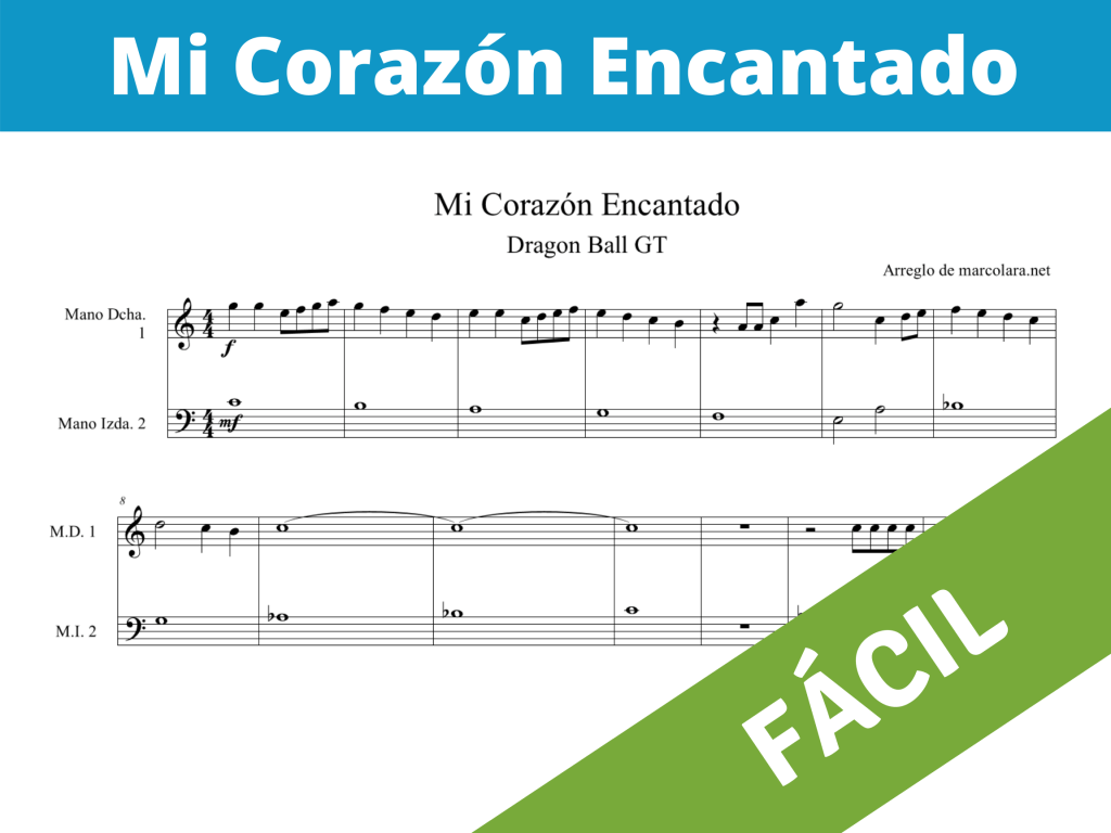 Mi Corazón Encantado - Dragon Ball GT Sheet music for Piano (Piano Duo)